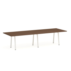 Poppin Series A - Conference Table 124 inch x 42 inch, Color Walnut, White Frame and Legs | Corporate Environments