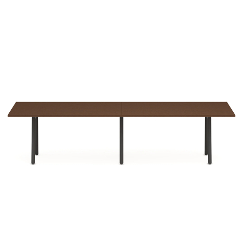 Poppin Series A - Conference Table 124 inch x 42 inch, Color Walnut, Charcoal Frame and Legs | Corporate Offices-1