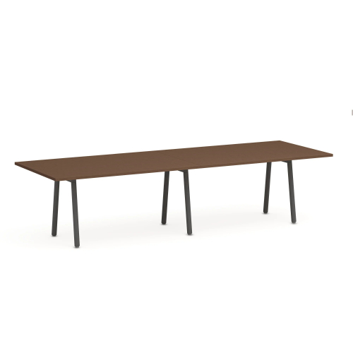 Poppin Series A - Conference Table 124 inch x 42 inch, Color Walnut, Charcoal Frame and Legs | Corporate Offices