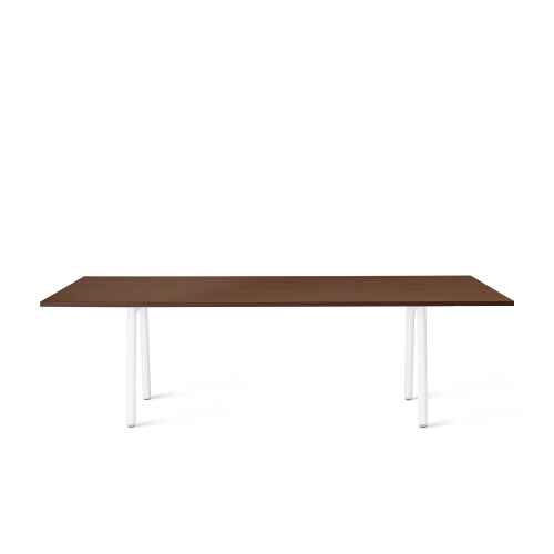 Poppin Series A - Conference Table 96 inch x 42 inch, Color Walnut, White Frame and Legs | Corporate Environments-1