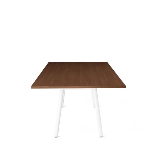 Poppin Series A - Conference Table 96 inch x 42 inch, Color Walnut, White Frame and Legs | Corporate Environments-2