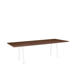 Poppin Series A - Conference Table 96 inch x 42 inch, Color Walnut, White Frame and Legs | Corporate Environments