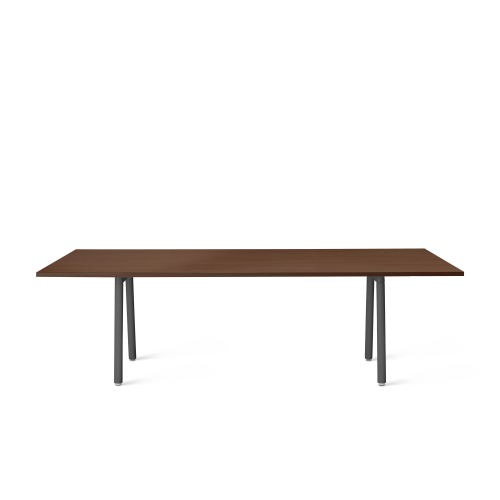Poppin Series A - Conference Table 96 inch x 42 inch, Color Walnut, Charcoal Frame and Legs | Corporate Offices-1