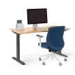Poppin Series L 2S - Adjustable Height Desk, 47 inch, Color Natural Oak on Charcoal Legs | Offices-1