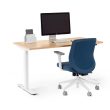 Poppin Series L 2S - Adjustable Height Desk, 47 inch, Color Natural Oak on White Legs | Home Office & Corporate Use-1