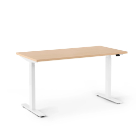 Poppin Series L 2S - Adjustable Height Desk, 47 inch, Color Natural Oak on White Legs | Home Office & Corporate Use