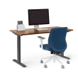 Poppin Series L 2S - Adjustable Height Desk, 47 inch, Color Walnut on Charcoal Legs | Ergonomic Offices-1