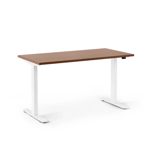Poppin Series L 2S - Adjustable Height Desk, 47 inch, Color Walnut on White Legs | Office & Remote Work