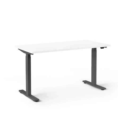 Poppin Series L 2S - Adjustable Height Desk, 47 inch, Color White on Charcoal Legs | Workspaces
