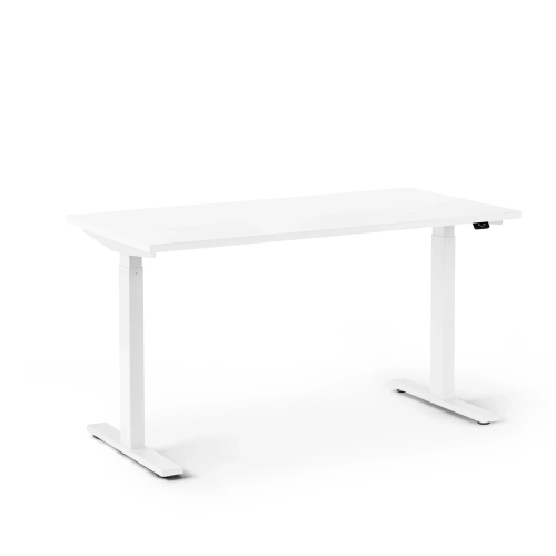 Poppin Series L 2S - Adjustable Height Desk, 47 inch, Color White on White Legs | Ergonomic Workspaces