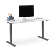 Poppin Series L 2S - Adjustable Height Desk, 57 inch, Color White on Charcoal Legs | Sit-Stand Workstation-1