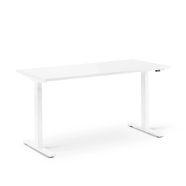 Poppin Series L 2S - Adjustable Height Desk, 57 inch, Color White on White Legs | Home & Office