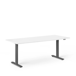 Poppin Series L 2S - Adjustable Height Desk, 72 inch, Color White on Charcoal Legs | Office Environments