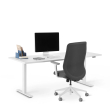 Poppin Series L 2S - Adjustable Height Desk, 72 inch, Color White on White Legs | Ergonomic Workspaces-1