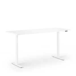 Poppin Series L 2S - Adjustable Height Desk, 72 inch, Color White on White Legs | Ergonomic Workspaces