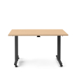 Poppin Irons Flip Top Training Table, 57 inch x 27 inch, Color Natural Oak, Charcoal Frame and Legs, On Castors | Corporate Workspaces-1