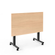 Poppin Irons Flip Top Training Table, 57 inch x 27 inch, Color Natural Oak, Charcoal Frame and Legs, On Castors | Corporate Workspaces-2