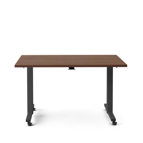 Poppin Irons Flip Top Training Table, 57 inch x 27 inch, Color Walnut, Charcoal Frame and Legs, On Castors | Professional Workspace-1