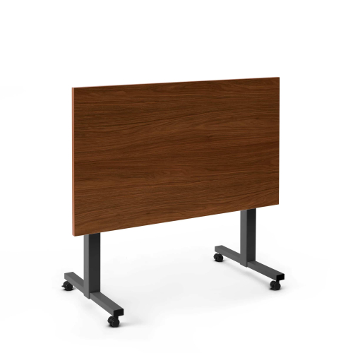 Poppin Irons Flip Top Training Table, 57 inch x 27 inch, Color Walnut, Charcoal Frame and Legs, On Castors | Professional Workspace-2
