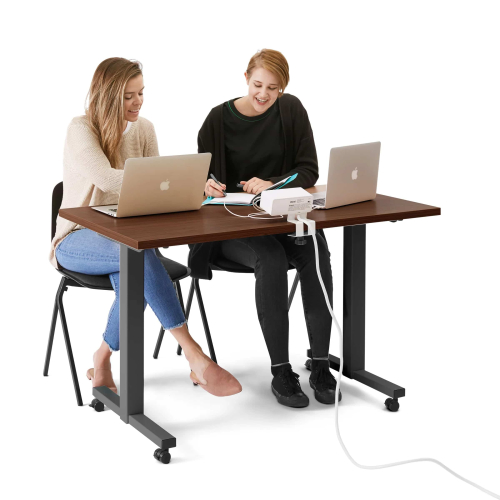Poppin Irons Flip Top Training Table, 57 inch x 27 inch, Color Walnut, Charcoal Frame and Legs, On Castors | Professional Workspace-6