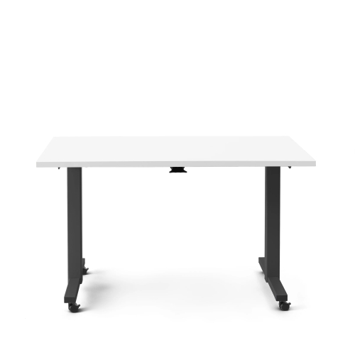 Poppin Irons Flip Top Training Table, 57 inch x 27 inch, Color White, Charcoal Frame and Legs, On Castors | Corporate Offices-1