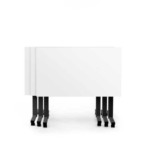 Poppin Irons Flip Top Training Table, 57 inch x 27 inch, Color White, Charcoal Frame and Legs, On Castors | Corporate Offices-3