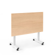Poppin Irons Flip Top Training Table, 57 inch x 27 inch, Color Natural Oak, White Frame and Legs, On Castors | Corporate Offices-2