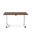 Poppin Irons Flip Top Training Table, 57 inch x 27 inch, Color Walnut, White Frame and Legs, On Castors | Corporate Environments-1