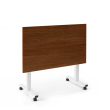 Poppin Irons Flip Top Training Table, 57 inch x 27 inch, Color Walnut, White Frame and Legs, On Castors | Corporate Environments-2