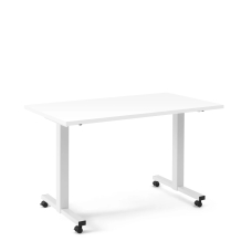 Poppin Irons Flip Top Training Table, 57 inch x 27 inch, Color White, White Frameand Legs, On Castors | Management Offices