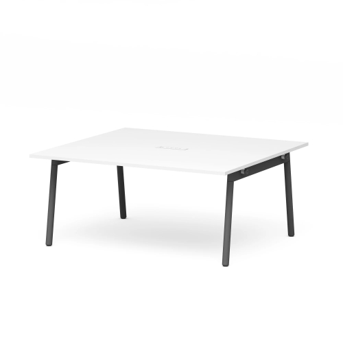 Poppin Series A - Scale Rectangular Conference Table 66 inch x 60 inch, Color White, Charcoal Frame and Legs | Corporate Workspaces-1