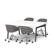 Poppin Series A - Scale Rectangular Conference Table 66 inch x 60 inch, Color White, Charcoal Frame and Legs | Corporate Workspaces-2