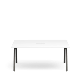 Poppin Series A - Scale Rectangular Conference Table 66 inch x 60 inch, Color White, Charcoal Frame and Legs | Corporate Workspaces