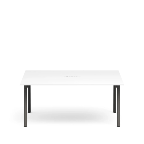 Poppin Series A - Scale Rectangular Conference Table 66 inch x 60 inch, Color White, Charcoal Frame and Legs | Corporate Workspaces