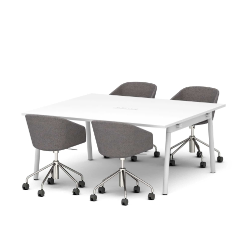 Poppin Series A - Scale Rectangular Conference Table 66 inch x 60 inch, Color White, White Frameand Legs | Management Offices-2