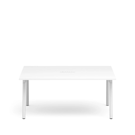 Poppin Series A - Scale Rectangular Conference Table 66 inch x 60 inch, Color White, White Frameand Legs | Management Offices