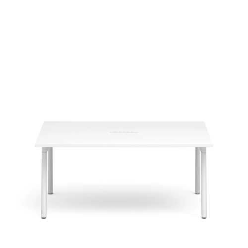 Poppin Series A - Scale Rectangular Conference Table 66 inch x 60 inch, Color White, White Frameand Legs | Management Offices
