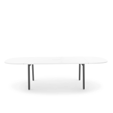 Poppin Series A - Scale Racetrack Conference Table 114 inch x 60 inch, Color White, Charcoal Frame and Legs | Corporate Offices