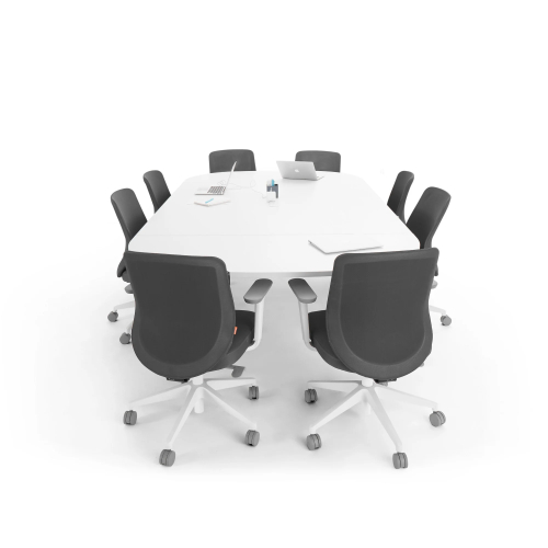 Poppin Series A - Scale Racetrack Conference Table 114 inch x 60 inch, Color White, White Frameand Legs | Management Offices-2