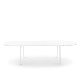 Poppin Series A - Scale Racetrack Conference Table 114 inch x 60 inch, Color White, White Frameand Legs | Management Offices