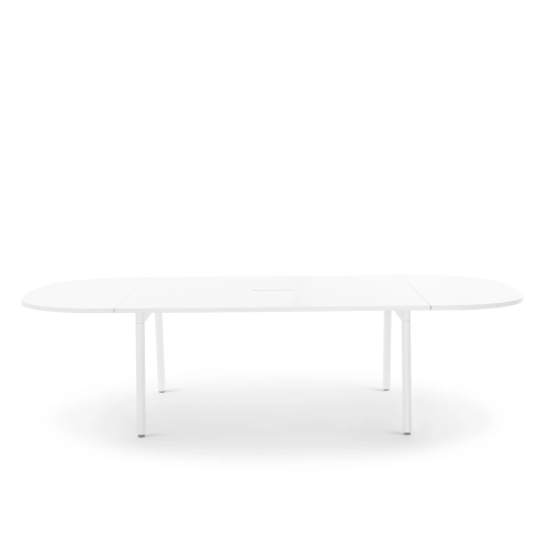 Poppin Series A - Scale Racetrack Conference Table 114 inch x 60 inch, Color White, White Frameand Legs | Management Offices