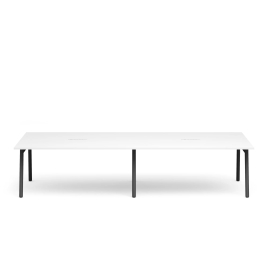 Poppin Series A - Scale Rectangular Conference Table 132 inch x 60 inch, Color White, Charcoal Frame and Legs | Corporate Workspaces