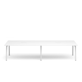Poppin Series A - Scale Rectangular Conference Table 132 inch x 60 inch, Color White, White Frameand Legs | Management Offices