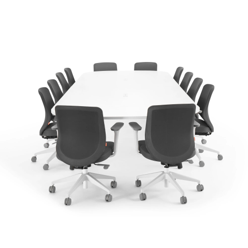 Poppin Series A - Scale Racetrack Conference Table 180 inch x 60 inch, Color White, Charcoal Frame and Legs | Corporate Workspaces-2
