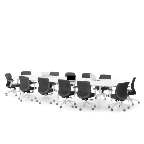 Poppin Series A - Scale Racetrack Conference Table 180 inch x 60 inch, Color White, White Frameand Legs | Management Offices-2