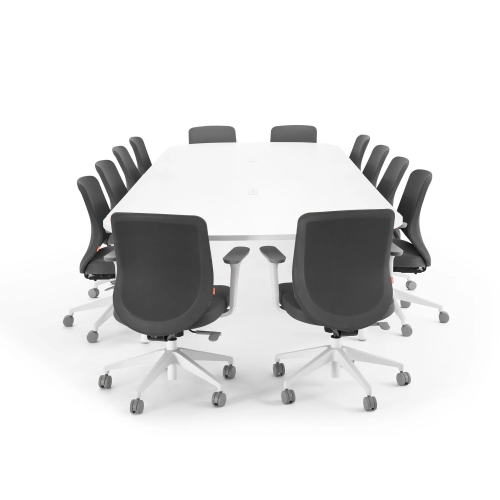 Poppin Series A - Scale Racetrack Conference Table 180 inch x 60 inch, Color White, White Frameand Legs | Management Offices-3