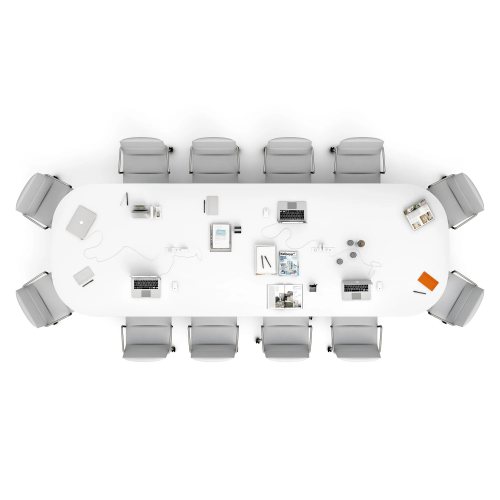Poppin Series A - Scale Racetrack Conference Table 180 inch x 60 inch, Color White, White Frameand Legs | Management Offices-4
