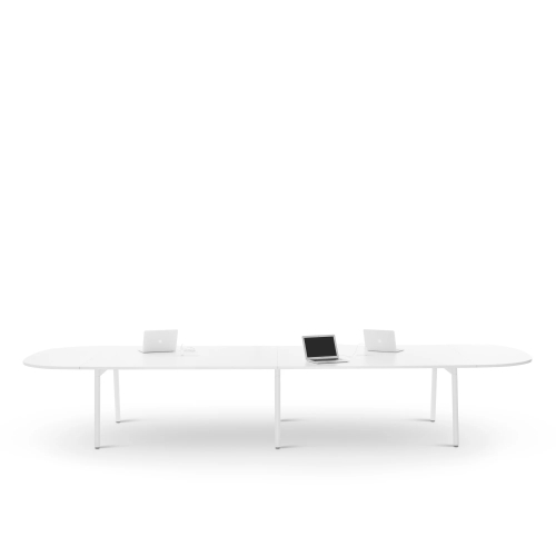 Poppin Series A - Scale Racetrack Conference Table 180 inch x 60 inch, Color White, White Frameand Legs | Management Offices