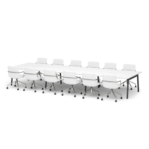 Poppin Series A - Scale Rectangular Conference Table 198 inch x 60 inch, Color White, Charcoal Frame and Legs | Corporate Workspaces-2