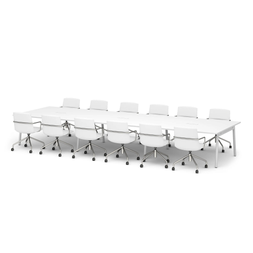 Poppin Series A - Scale Rectangular Conference Table 198 inch x 60 inch, Color White, White Frameand Legs | Management Offices-2